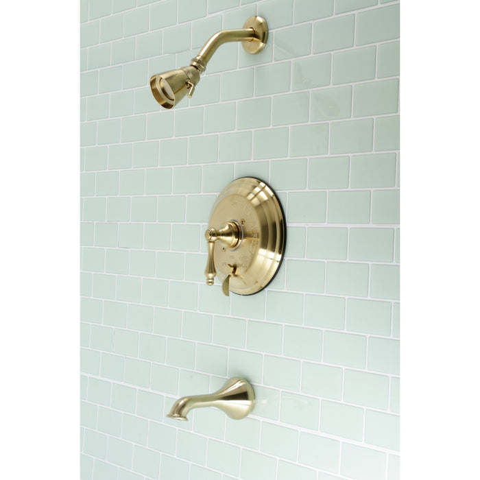 Restoration KB36370AL Single-Handle 3-Hole Wall Mount Tub and Shower Faucet, Brushed Brass