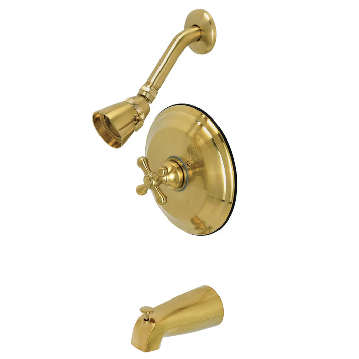 Restoration KB3637AX Single-Handle 3-Hole Wall Mount Tub and Shower Faucet, Brushed Brass