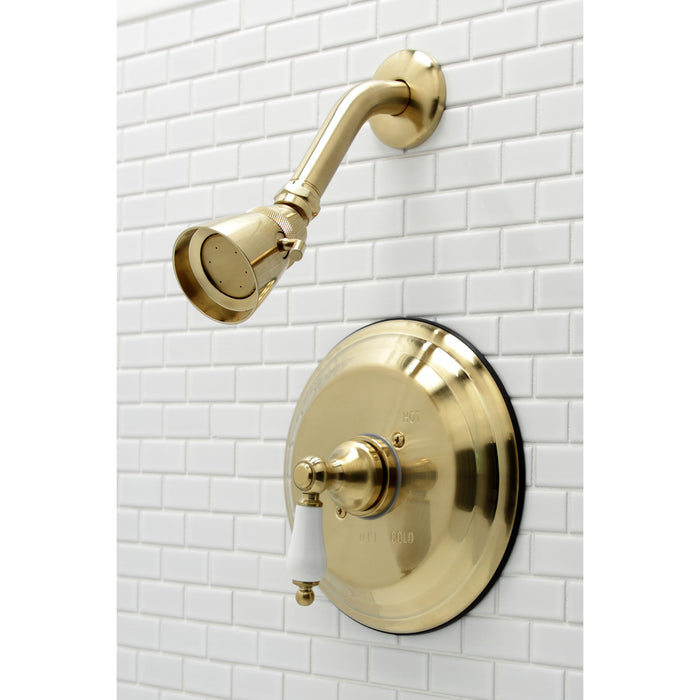 Restoration KB3637PLSO Single-Handle 2-Hole Wall Mount Shower Faucet, Brushed Brass