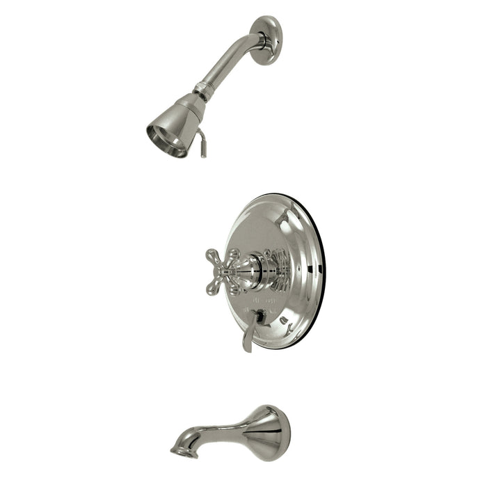 Restoration KB36380AX Single-Handle 3-Hole Wall Mount Tub and Shower Faucet, Brushed Nickel