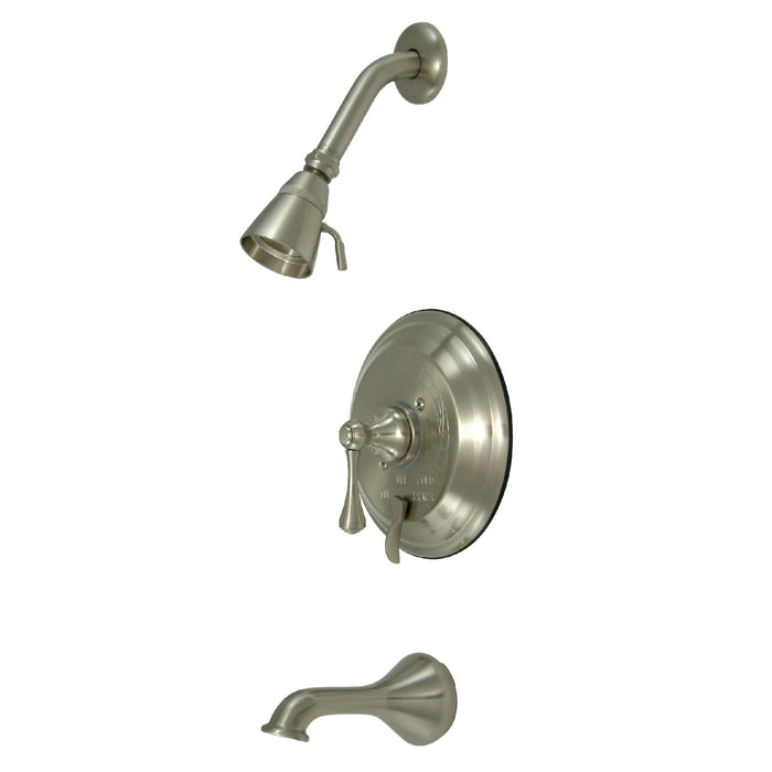 KB36380BL Single-Handle 3-Hole Wall Mount Tub and Shower Faucet, Brushed Nickel