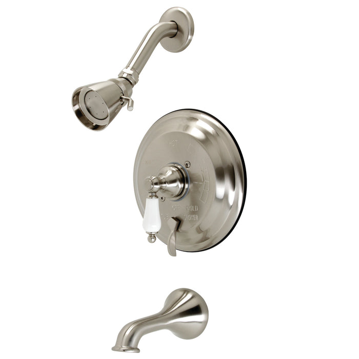 Restoration KB36380PL Single-Handle 3-Hole Wall Mount Tub and Shower Faucet, Brushed Nickel