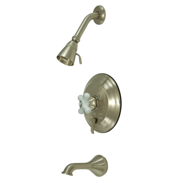Restoration KB36380PX Single-Handle 3-Hole Wall Mount Tub and Shower Faucet, Brushed Nickel