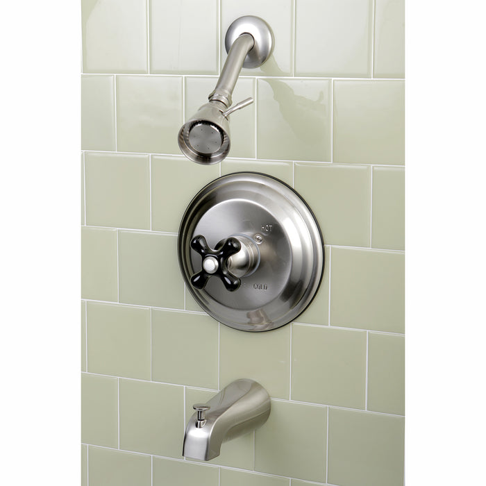 Duchess KB3638PKX Single-Handle 3-Hole Wall Mount Tub and Shower Faucet, Brushed Nickel
