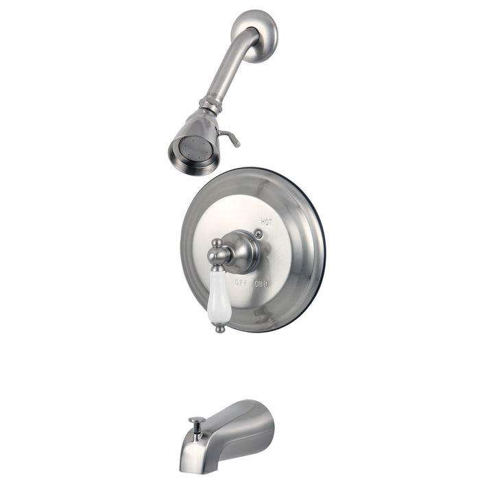 Restoration KB3638PL Single-Handle 3-Hole Wall Mount Tub and Shower Faucet, Brushed Nickel