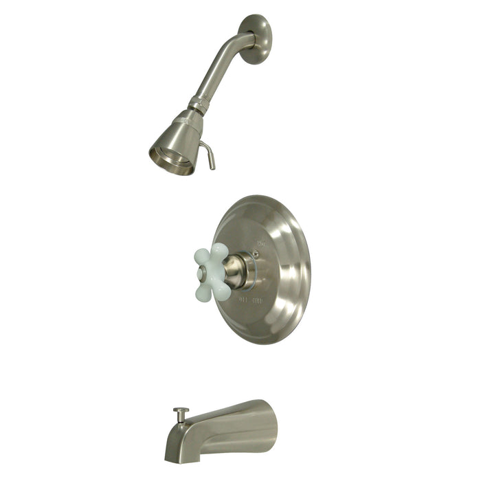 Restoration KB3638PX Single-Handle 3-Hole Wall Mount Tub and Shower Faucet, Brushed Nickel