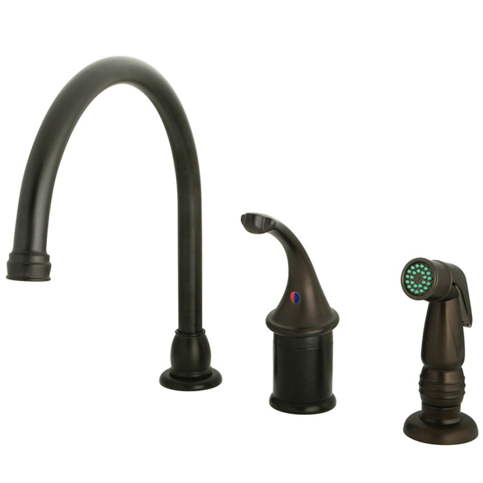 Georgian KB3815GLSP Single-Handle 3-Hole Deck Mount Widespread Kitchen Faucet with Plastic Sprayer, Oil Rubbed Bronze