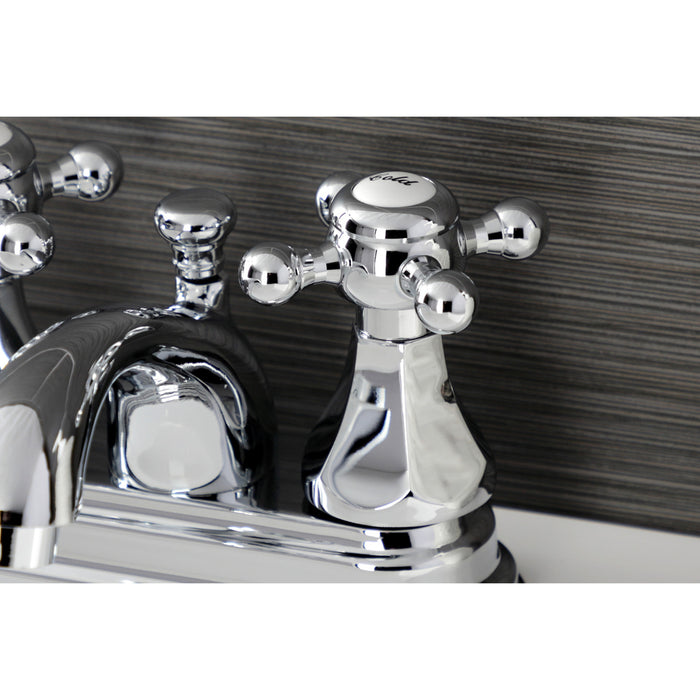 Kingston Tulare KB4601BX - Metropolitan Double-Handle 3-Hole Deck Mount 4-Inch Centerset Bathroom Faucet with Pop-Up Drain, Polished Chrome