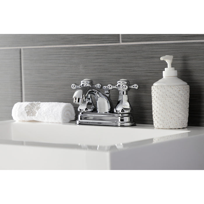 Kingston Tulare KB4601BX - Metropolitan Double-Handle 3-Hole Deck Mount 4-Inch Centerset Bathroom Faucet with Pop-Up Drain, Polished Chrome