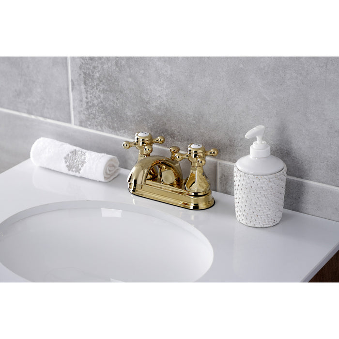 Kingston Tulare KB4602BX - Metropolitan Double-Handle 3-Hole Deck Mount 4-Inch Centerset Bathroom Faucet with Pop-Up Drain, Polished Brass