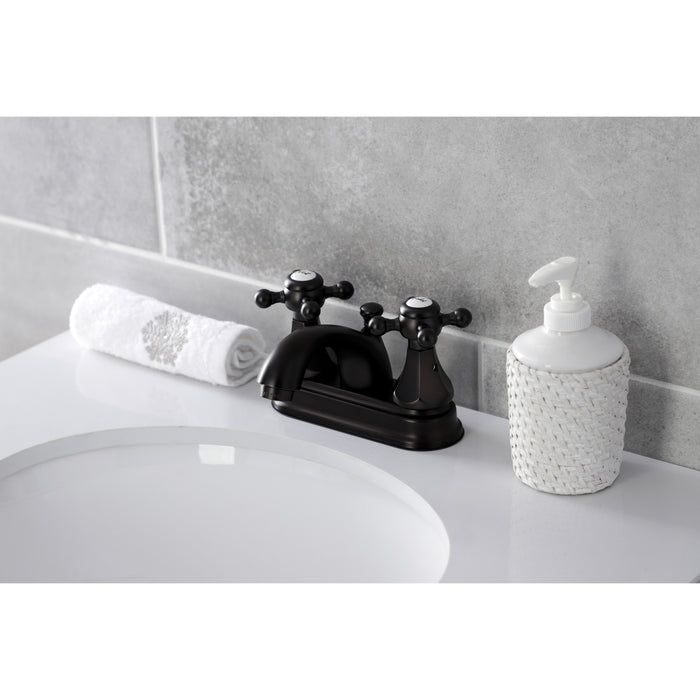 Metropolitan KB4605BX Two-Handle 3-Hole Deck Mount 4" Centerset Bathroom Faucet with Plastic Pop-Up, Oil Rubbed Bronze