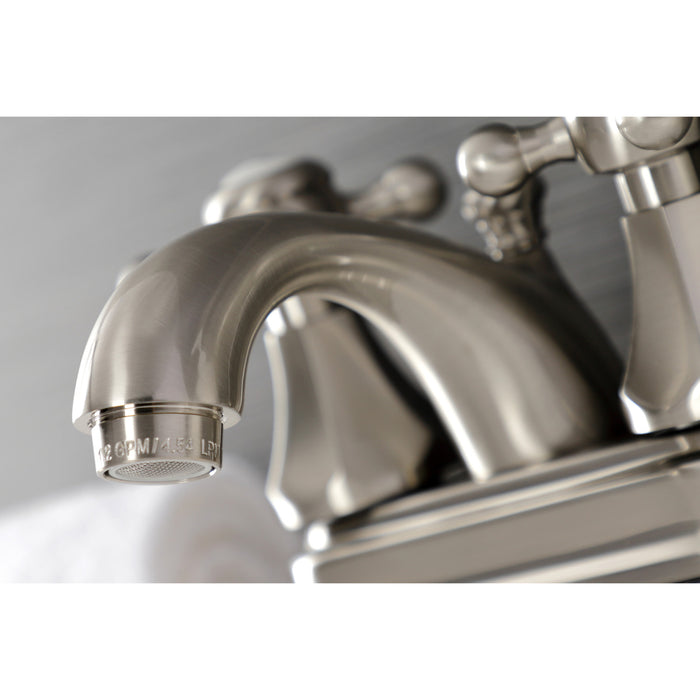 Kingston Tulare KB4608BX - Metropolitan Double-Handle 3-Hole Deck Mount 4-Inch Centerset Bathroom Faucet with Pop-Up Drain, Brushed Nickel