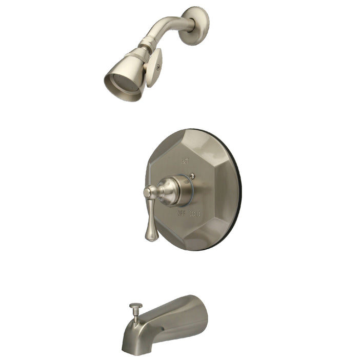 English Vintage KB4638BL Single-Handle 3-Hole Wall Mount Tub and Shower Faucet, Brushed Nickel