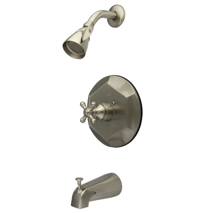 English Vintage KB4638BX Single-Handle 3-Hole Wall Mount Tub and Shower Faucet, Brushed Nickel