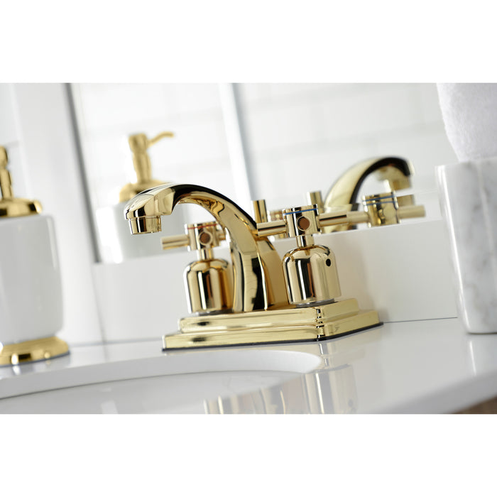 Concord KB4642DX Two-Handle 3-Hole Deck Mount 4" Centerset Bathroom Faucet with Plastic Pop-Up, Polished Brass