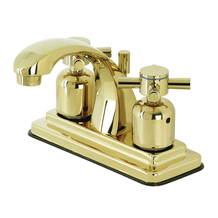 Concord KB4642DX Two-Handle 3-Hole Deck Mount 4" Centerset Bathroom Faucet with Plastic Pop-Up, Polished Brass
