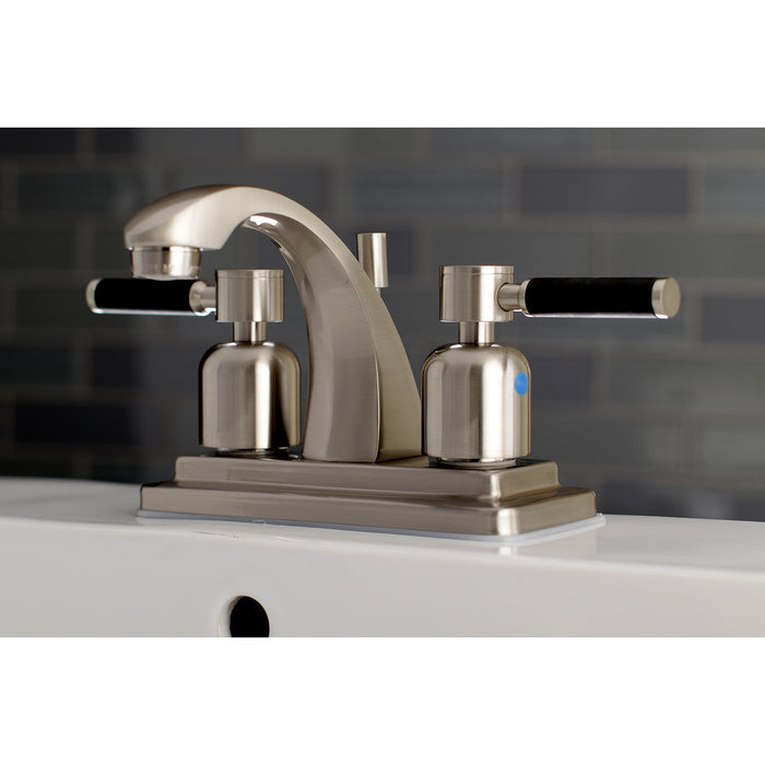 Kaiser KB4648DKL Two-Handle 3-Hole Deck Mount 4" Centerset Bathroom Faucet with Plastic Pop-Up, Brushed Nickel