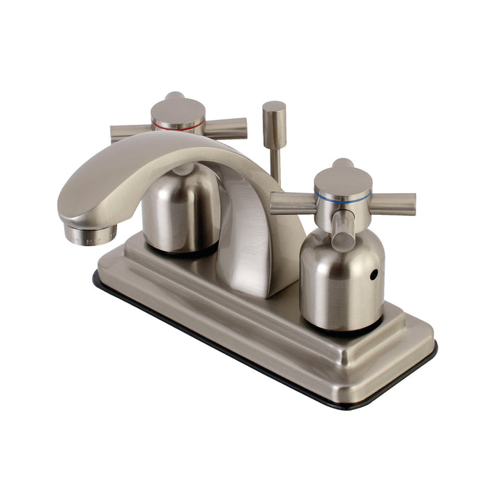 Concord KB4648DX Two-Handle 3-Hole Deck Mount 4" Centerset Bathroom Faucet with Plastic Pop-Up, Brushed Nickel