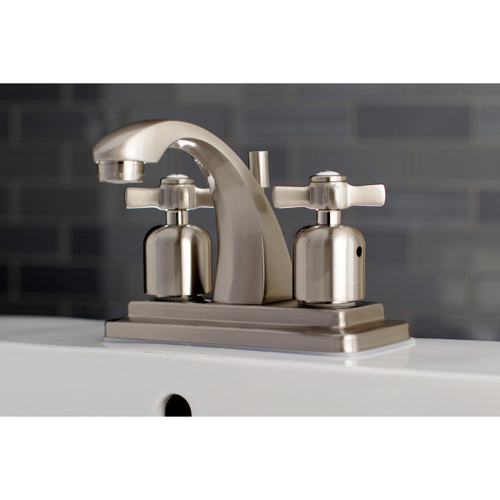 Millennium KB4648ZX Two-Handle 3-Hole Deck Mount 4" Centerset Bathroom Faucet with Plastic Pop-Up, Brushed Nickel