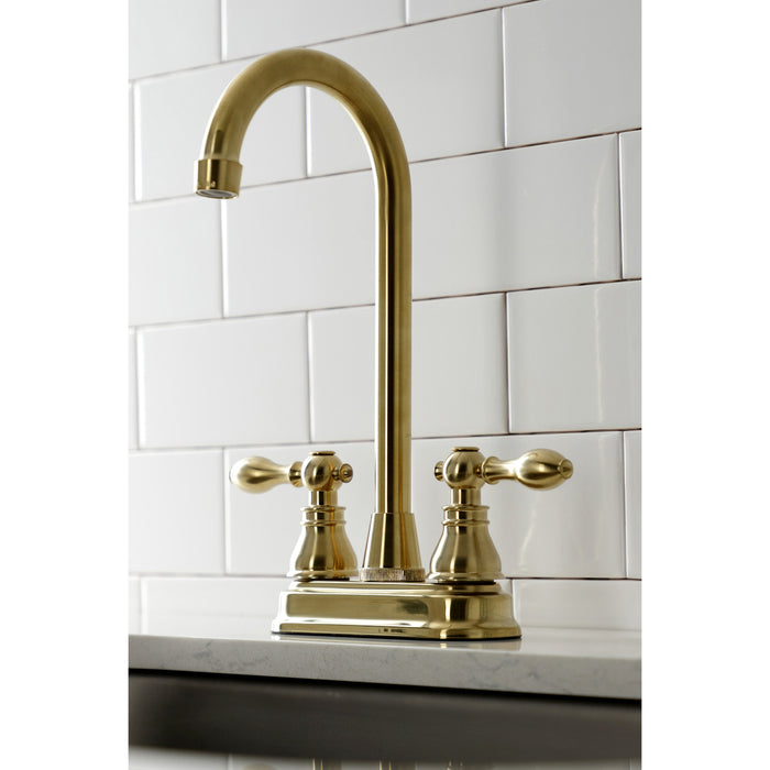 American Classic KB497ACLSB Two-Handle 2-Hole Deck Mount Bar Faucet, Brushed Brass