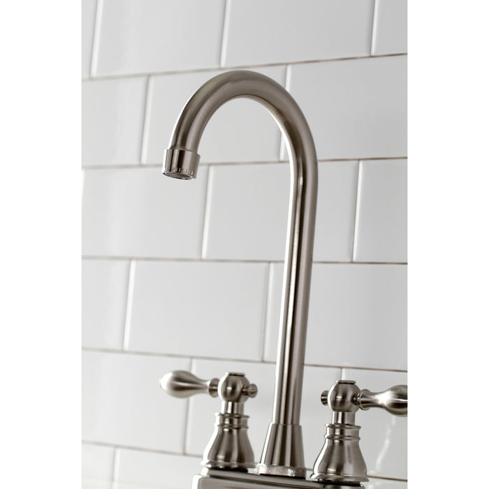 American Classic KB498ACL Two-Handle 2-Hole Deck Mount Bar Faucet, Brushed Nickel