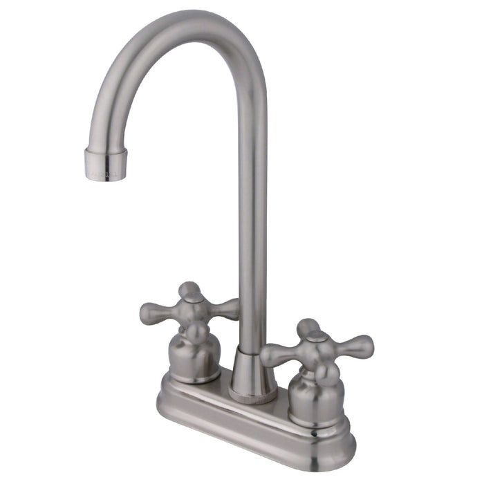 KB498AX Two-Handle 2-Hole Deck Mount Bar Faucet, Brushed Nickel