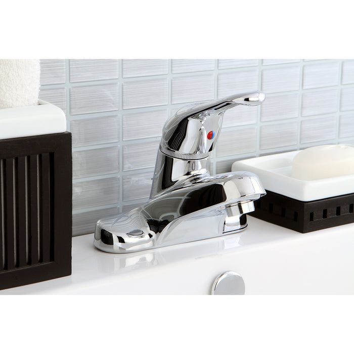 Wyndham KB511B Single-Handle 3-Hole Deck Mount 4" Centerset Bathroom Faucet with Brass Pop-Up, Polished Chrome