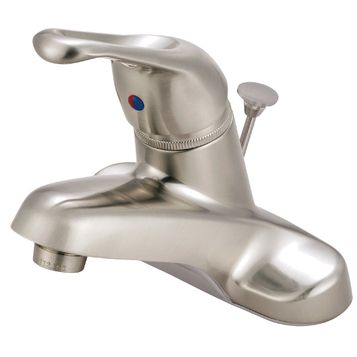 Wyndham KB518B Single-Handle 3-Hole Deck Mount 4" Centerset Bathroom Faucet with Brass Pop-Up, Brushed Nickel