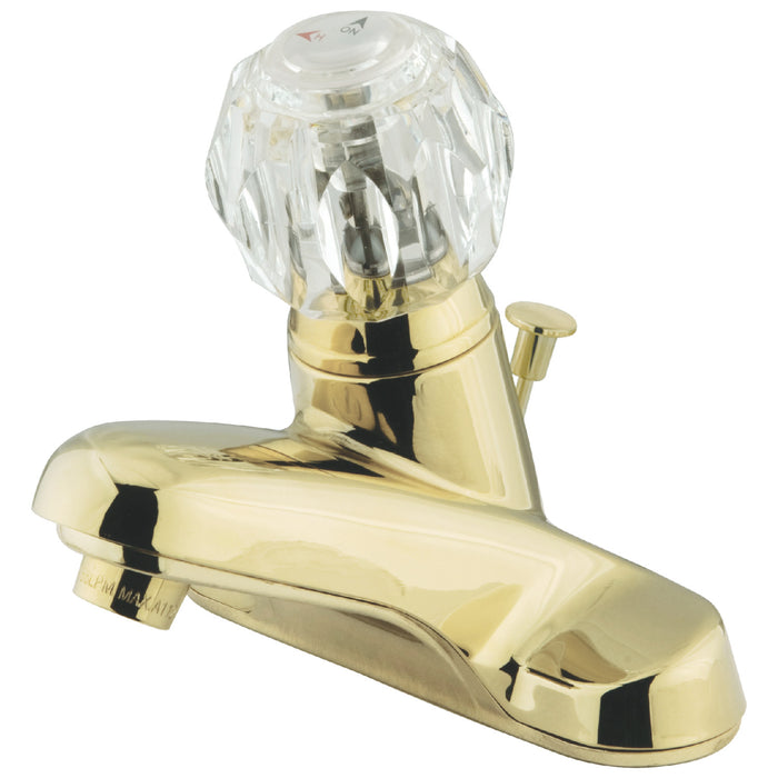 Americana KB522 Single-Handle 3-Hole Deck Mount 4" Centerset Bathroom Faucet with Plastic Pop-Up, Polished Brass