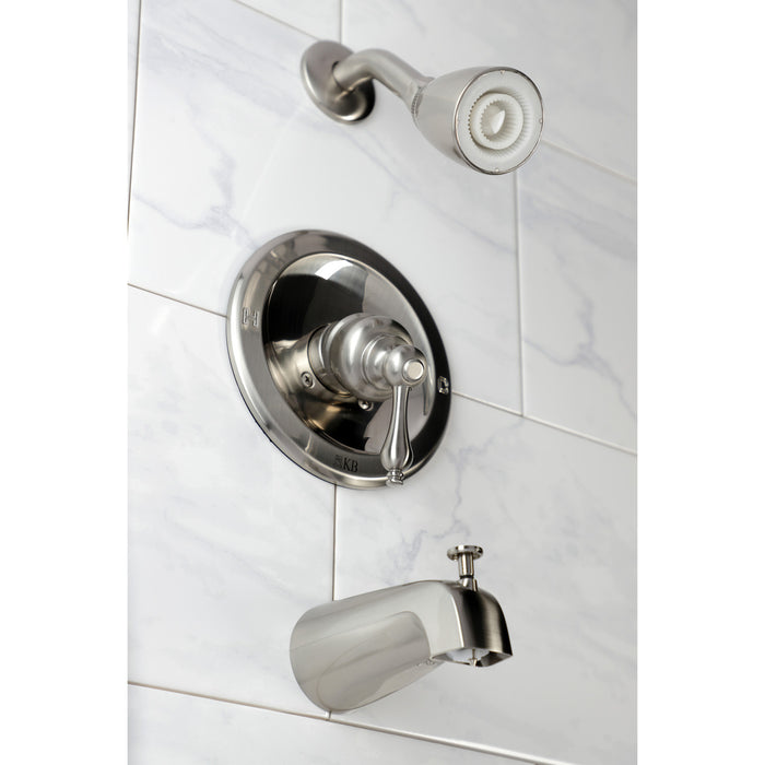 KB538AL Single-Handle 3-Hole Wall Mount Tub and Shower Faucet, Brushed Nickel