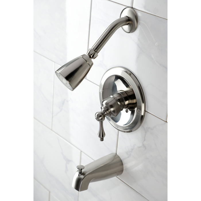 KB538AL Single-Handle 3-Hole Wall Mount Tub and Shower Faucet, Brushed Nickel