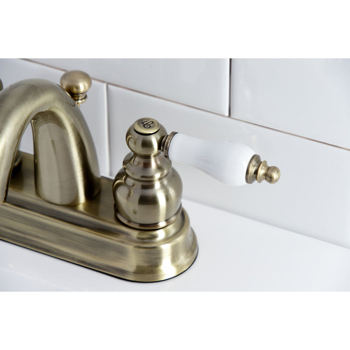 Restoration KB5613PL Two-Handle 3-Hole Deck Mount 4" Centerset Bathroom Faucet, Antique Brass