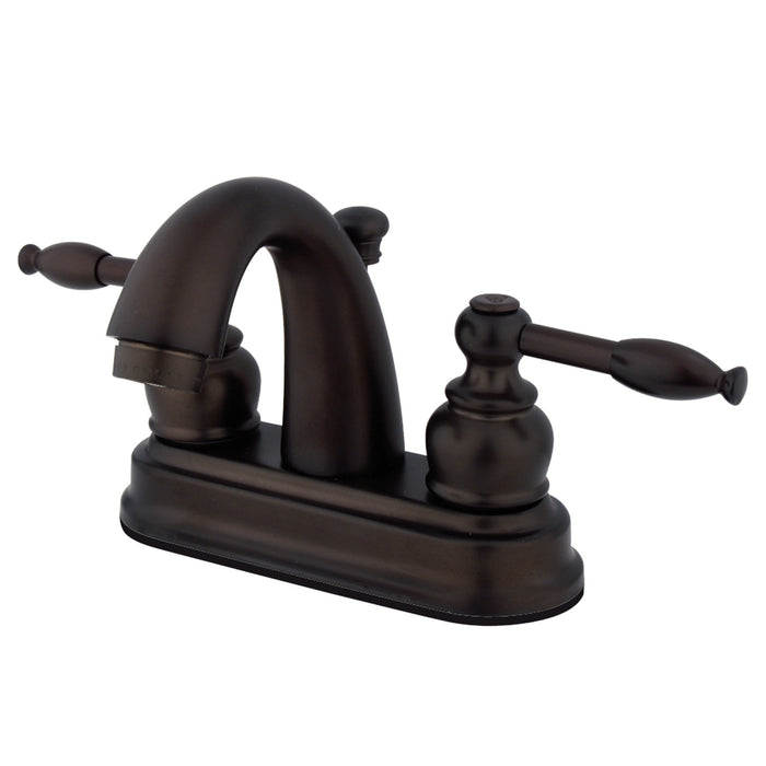 Knight KB5615KL Two-Handle 3-Hole Deck Mount 4" Centerset Bathroom Faucet with Plastic Pop-Up, Oil Rubbed Bronze