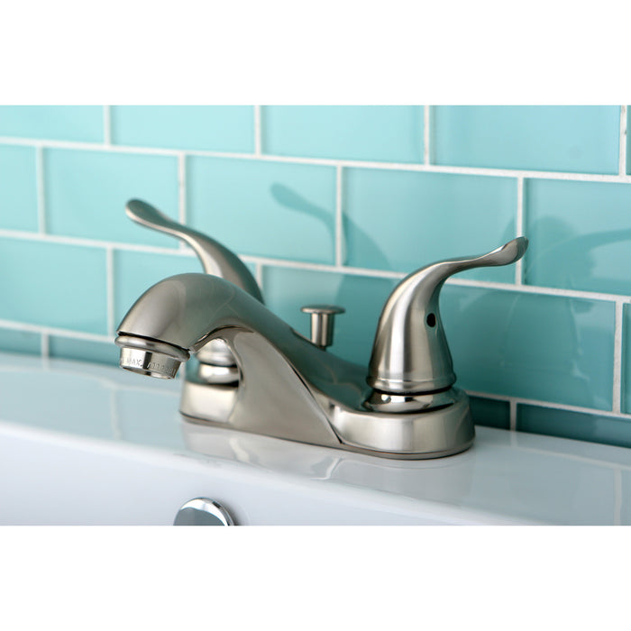 Yosemite KB5628YL Two-Handle 3-Hole Deck Mount 4" Centerset Bathroom Faucet with Plastic Pop-Up, Brushed Nickel
