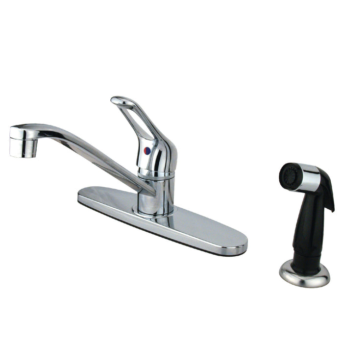 Wyndham KB562 Single-Handle 2-or-4 Hole Deck Mount 8" Centerset Kitchen Faucet with Side Sprayer, Polished Chrome