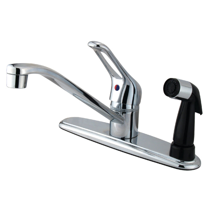 Wyndham KB563 Single-Handle 1-or-3 Hole Deck Mount 8" Centerset Kitchen Faucet with Side Sprayer, Polished Chrome