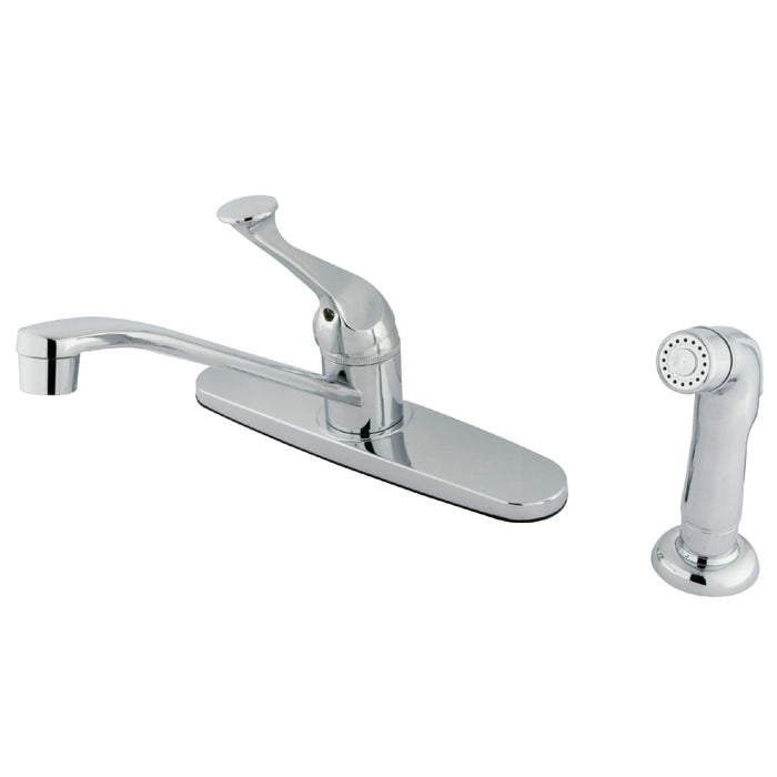 KB572SP Single-Handle 2-or-4 Hole Deck Mount 8" Centerset Kitchen Faucet with Side Sprayer, Polished Chrome