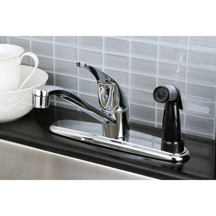 Chatham KB5730 Single-Handle 1-or-3 Hole Deck Mount 8" Centerset Kitchen Faucet with Side Sprayer, Polished Chrome