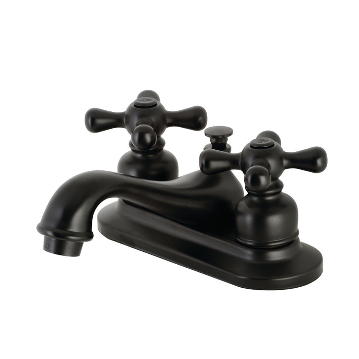 Kingston Heirloom KB600AX - Restoration Double-Handle 3-Hole Deck Mount 4-Inch Centerset Bathroom Faucet with Pop-Up Drain, Matte Black