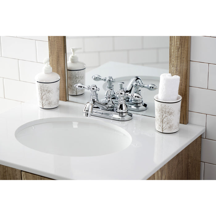 American Classic KB601ACL Two-Handle 3-Hole Deck Mount 4" Centerset Bathroom Faucet with Plastic Pop-Up, Polished Chrome