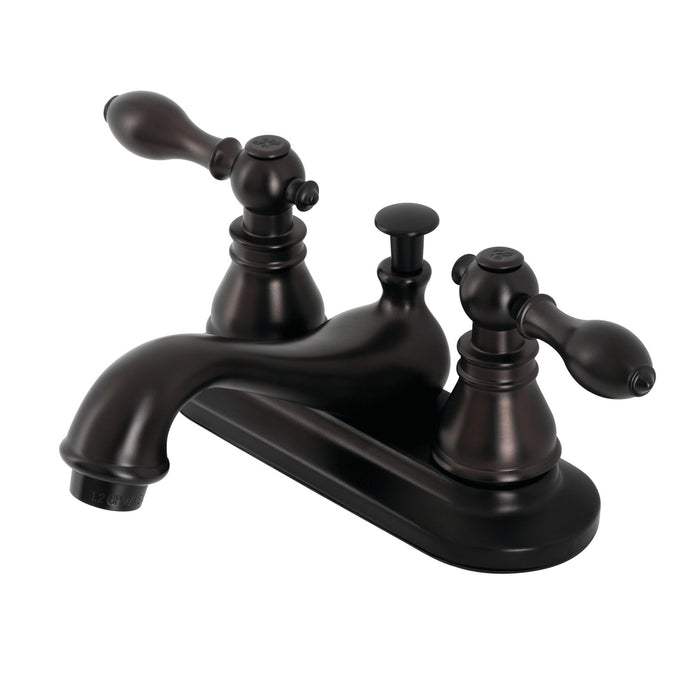 American Classic KB605ACL Two-Handle 3-Hole Deck Mount 4" Centerset Bathroom Faucet with Plastic Pop-Up, Oil Rubbed Bronze