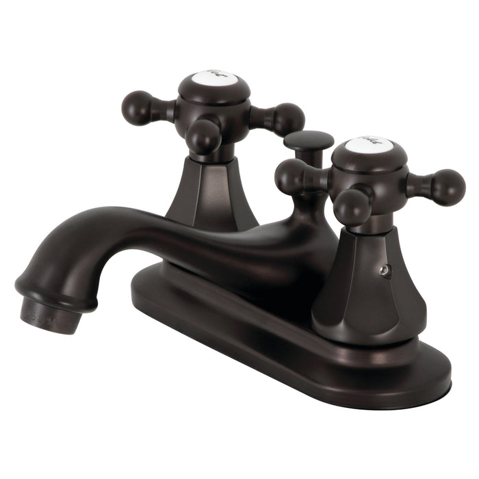 Metropolitan KB605BX Two-Handle 3-Hole Deck Mount 4" Centerset Bathroom Faucet with Plastic Pop-Up, Oil Rubbed Bronze