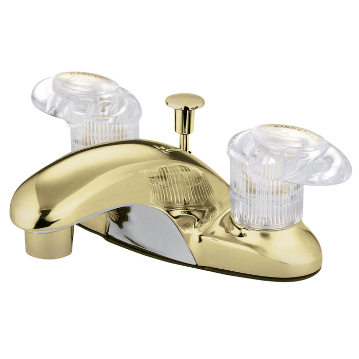 Legacy KB6152 Two-Handle 3-Hole Deck Mount 4" Centerset Bathroom Faucet with Plastic Pop-Up, Polished Brass