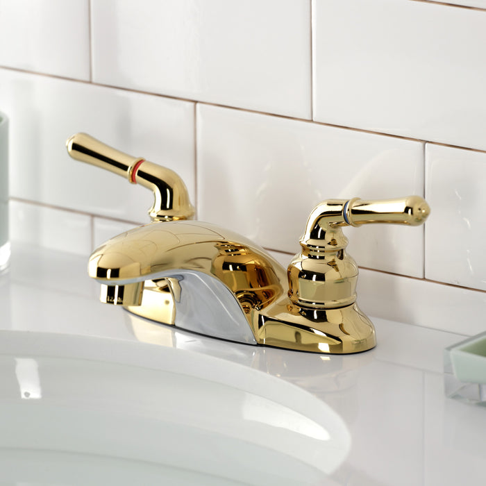 Magellan KB622LP Two-Handle 3-Hole Deck Mount 4" Centerset Bathroom Faucet, Polished Brass