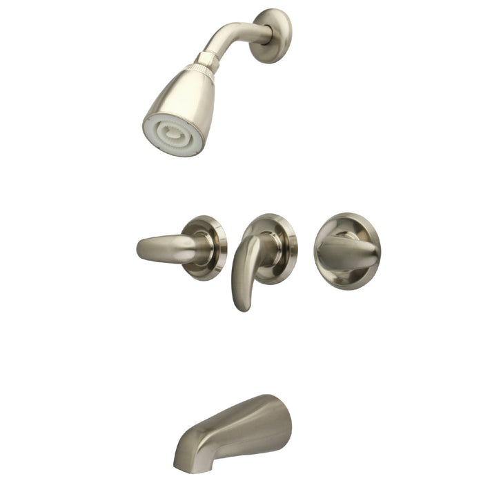 Legacy KB6238LL Three-Handle 5-Hole Wall Mount Tub and Shower Faucet, Brushed Nickel