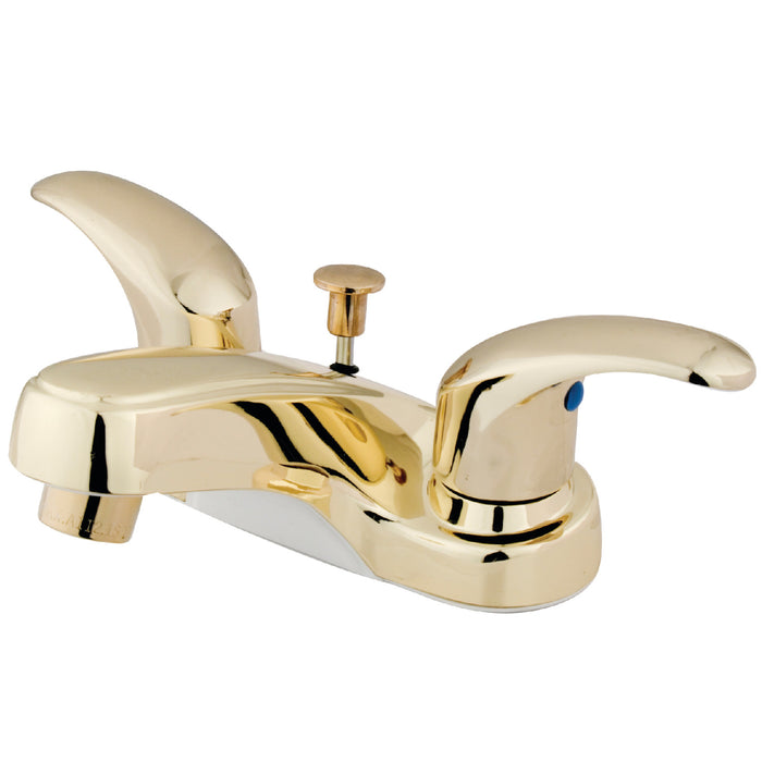 Legacy KB6252 Two-Handle 3-Hole Deck Mount 4" Centerset Bathroom Faucet with Plastic Pop-Up, Polished Brass