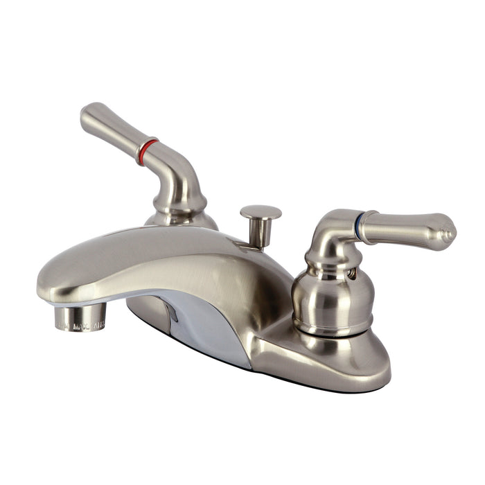 Magellan KB628 Two-Handle 3-Hole Deck Mount 4" Centerset Bathroom Faucet with Plastic Pop-Up, Brushed Nickel