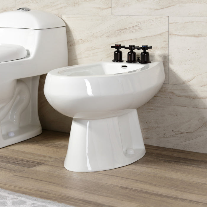 Kingston Sona KB6325DX - Concord Three-Handle Deck Mount Vertical Spray Bidet Faucet with Brass Pop-Up, Oil Rubbed Bronze