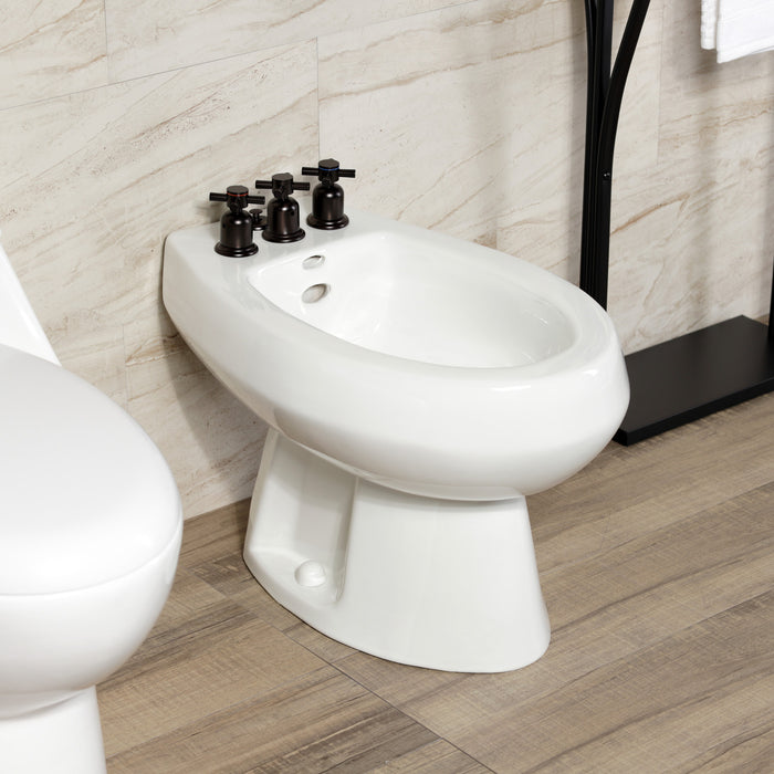 Kingston Sona KB6325DX - Concord Three-Handle Deck Mount Vertical Spray Bidet Faucet with Brass Pop-Up, Oil Rubbed Bronze