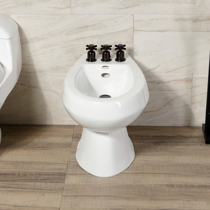 Kingston Sona KB6325DX - Concord Three-Handle Deck Mount Vertical Spray Bidet Faucet with Brass Pop-Up, Oil Rubbed Bronze